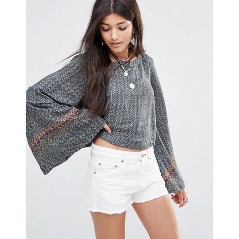 Free People Crop Top with Bell Sleeves - Stars Align
